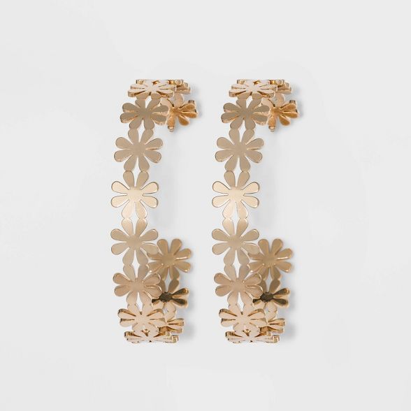 Shiny Gold Daisy Hoop Earrings - Wild Fable™ Gold | Target