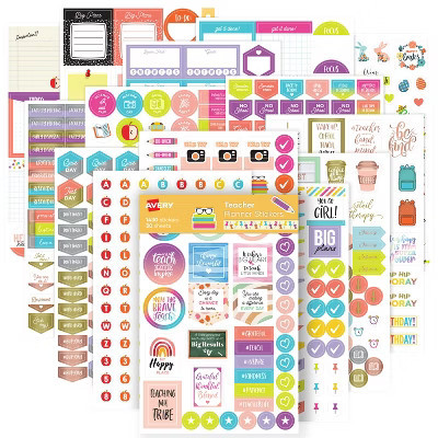 Avery Teacher Planner Stickers Pack, 30 Sheets of Teacher Planner Stickers, Set of 1,430 Stickers for Your Planner, Journal or Calendar (6781) | Target