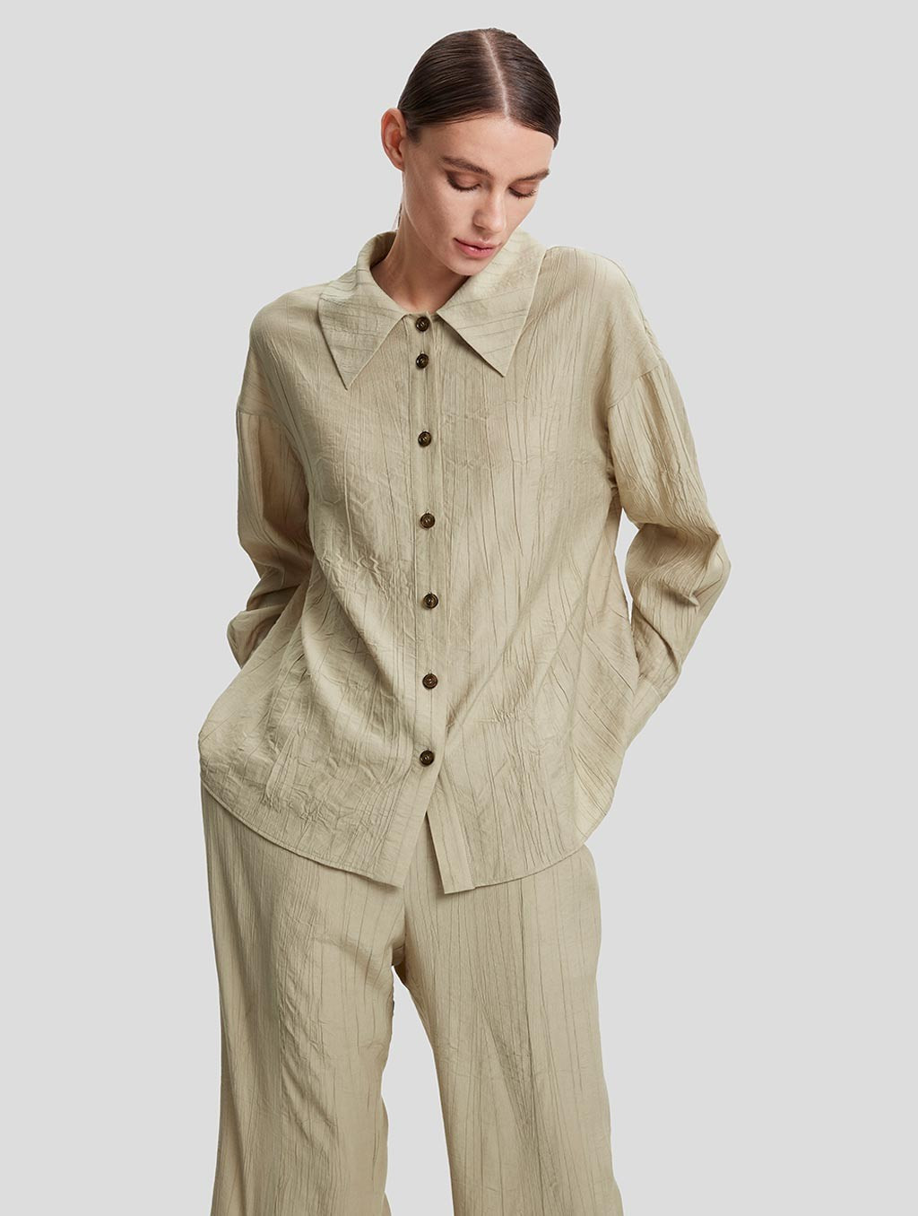 Crimped Texture Shirt | Lattelierstore