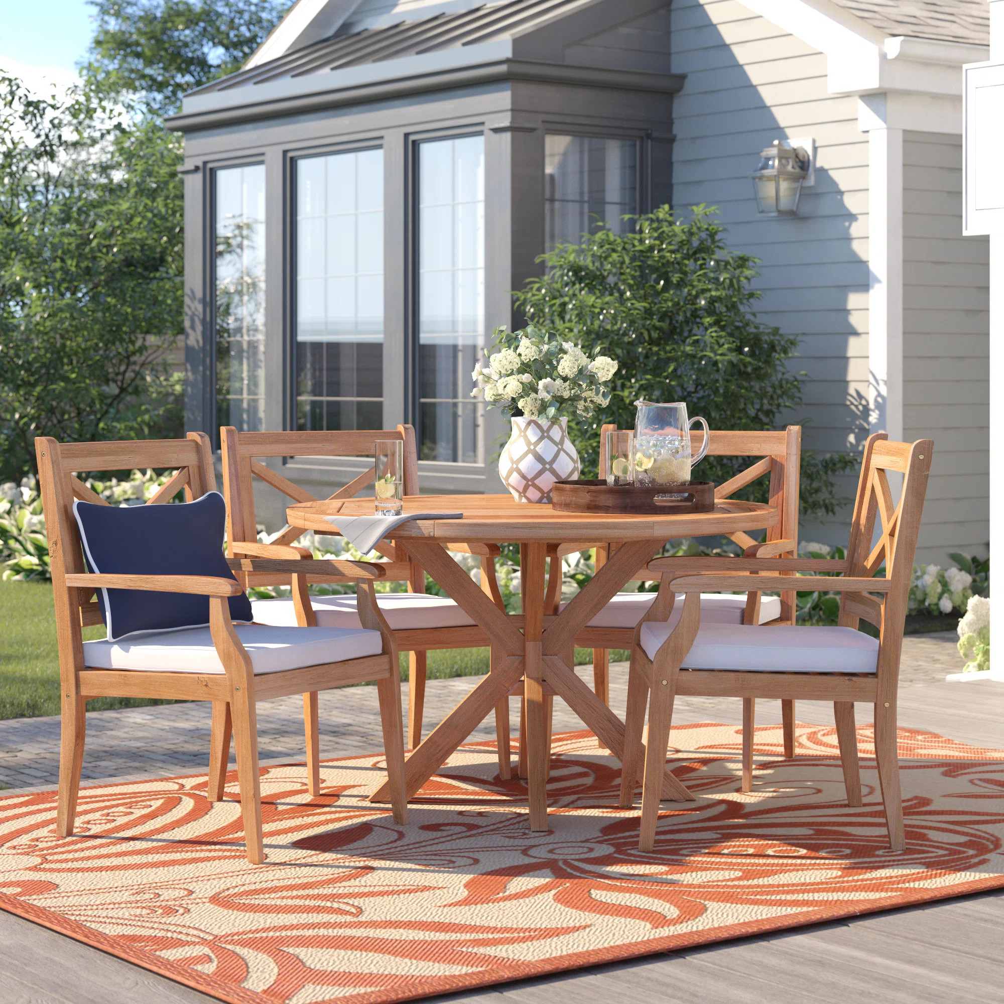Kashmira Outdoor 5 Piece Dining Set with Cushions | Wayfair North America
