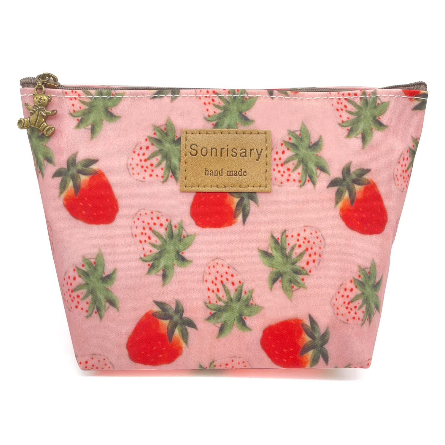 Pink Strawberry Print Make-Up Cosmetic Bag Carry Case, 14 Patterns (P1141707) | Amazon (US)