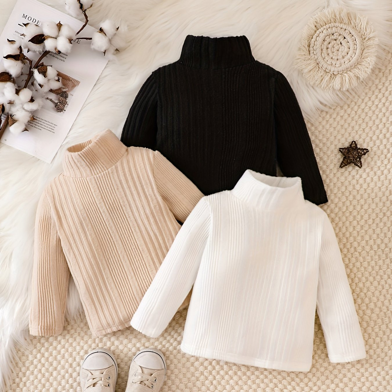 Baby Girls Knit Sweaters Turtleneck Long Sleeve Tops - Temu | Temu Affiliate Program