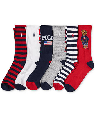 Polo Ralph Lauren Men's Assorted Bear Crew Socks, 6-Pack - Macy's | Macy's