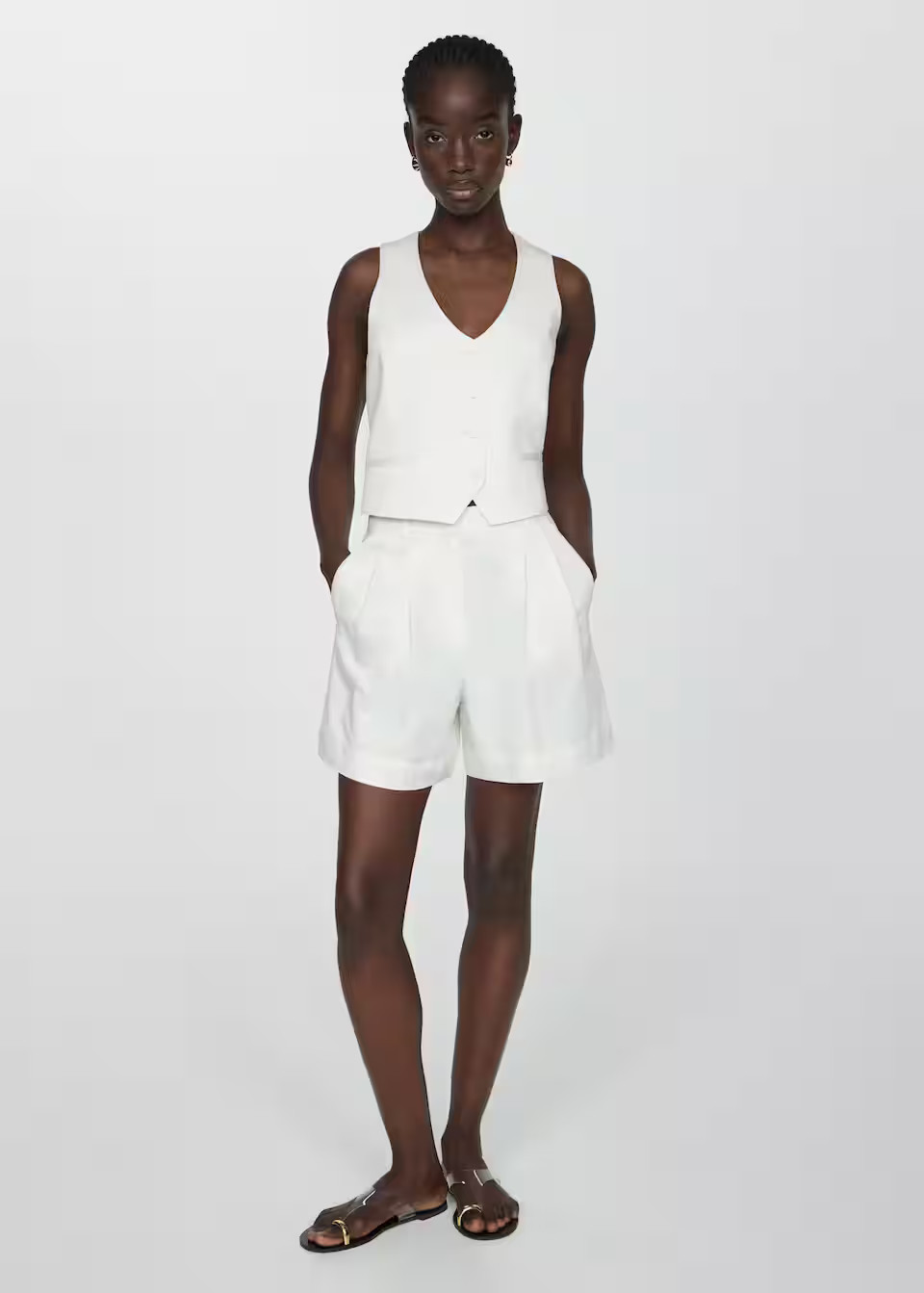 Linen-blend bermuda plated shorts -  Women | Mango USA | MANGO (US)