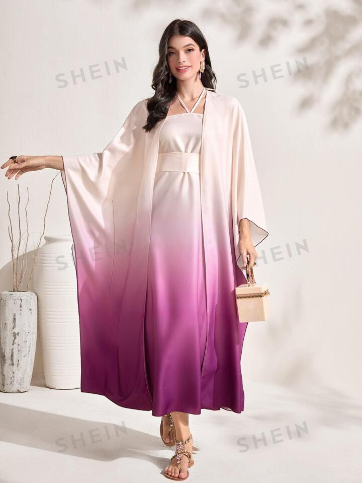 8-4%SHEIN Mulvari Solid Dress & Open Front Abaya Set50+ sold recentlyGBP£24.99-5% | SHEIN