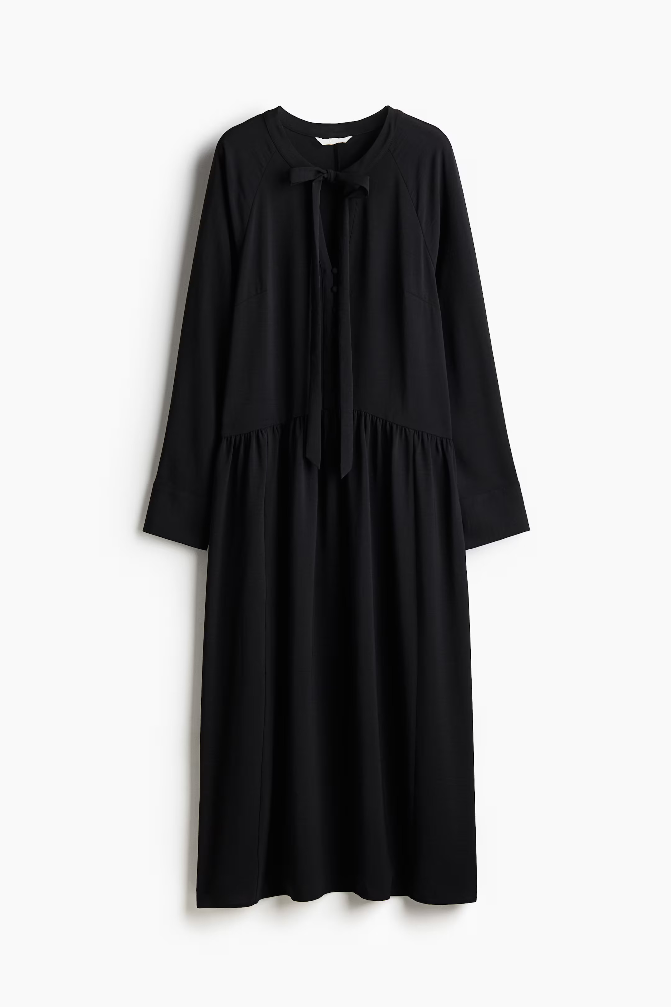 Tie-neck dress - Black/Patterned - Ladies | H&M GB | H&M (UK, MY, IN, SG, PH, TW, HK)