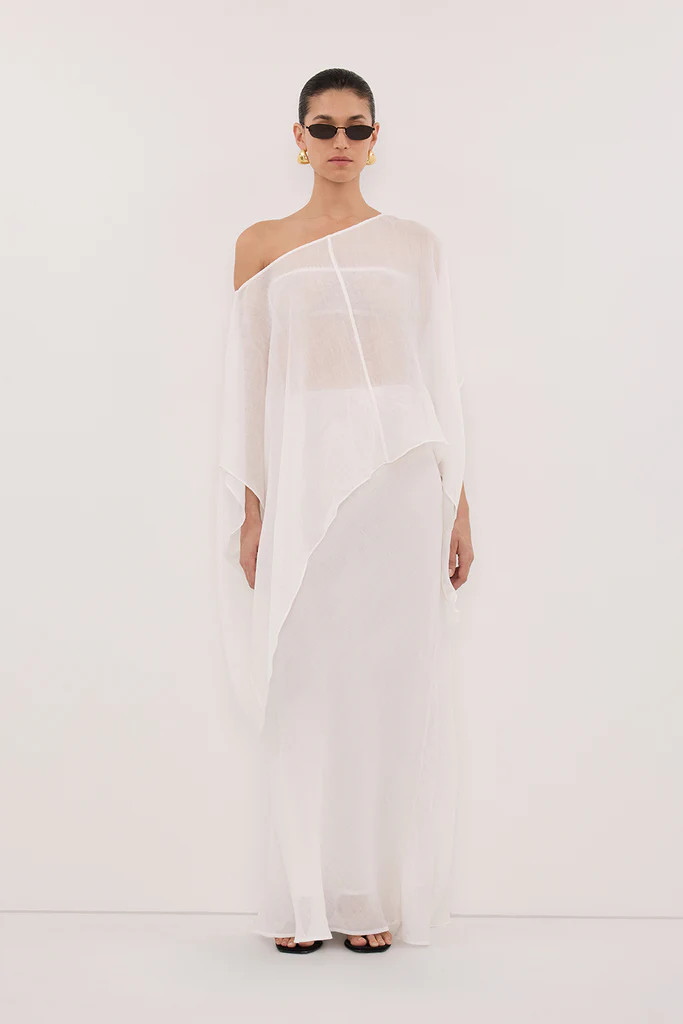 BRIANNE WHITE BATWING RAMIE TOP | DISSH