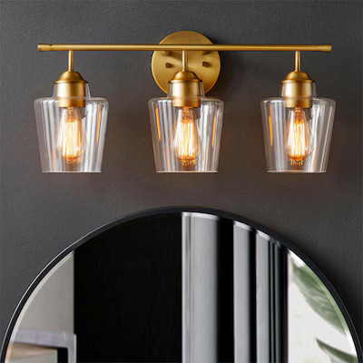 KAWOTI Atish 22.0-in 3 -Light Antique Gold Modern/contemporary Vanity light | Lowe's