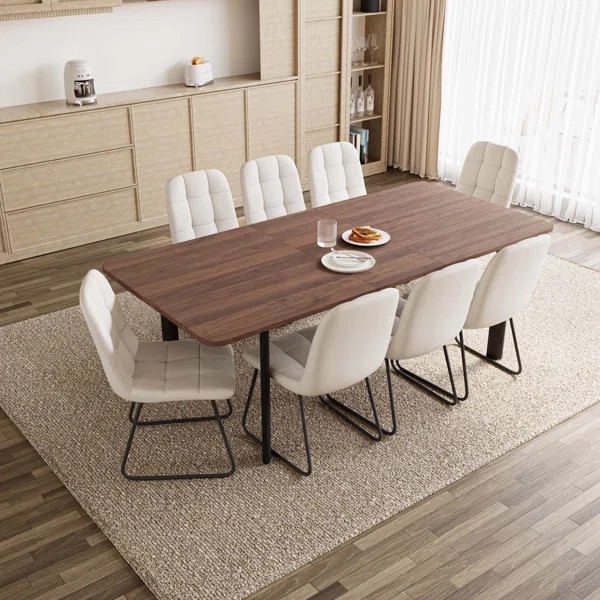 63'' to 78.7'' Oak Extendable Modern Kitchen Dining Table Set, Mid-Century Dining Table Set For 6... | Wayfair North America
