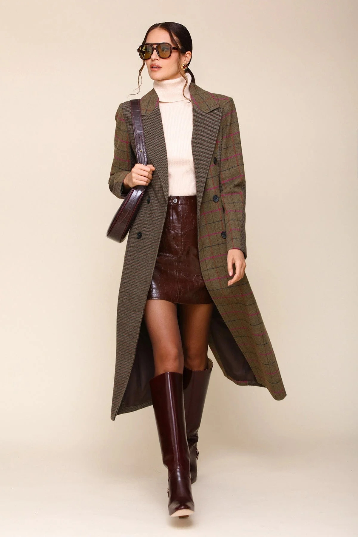 Mixed Plaid Tailored Longline Coat | Avec Les Files