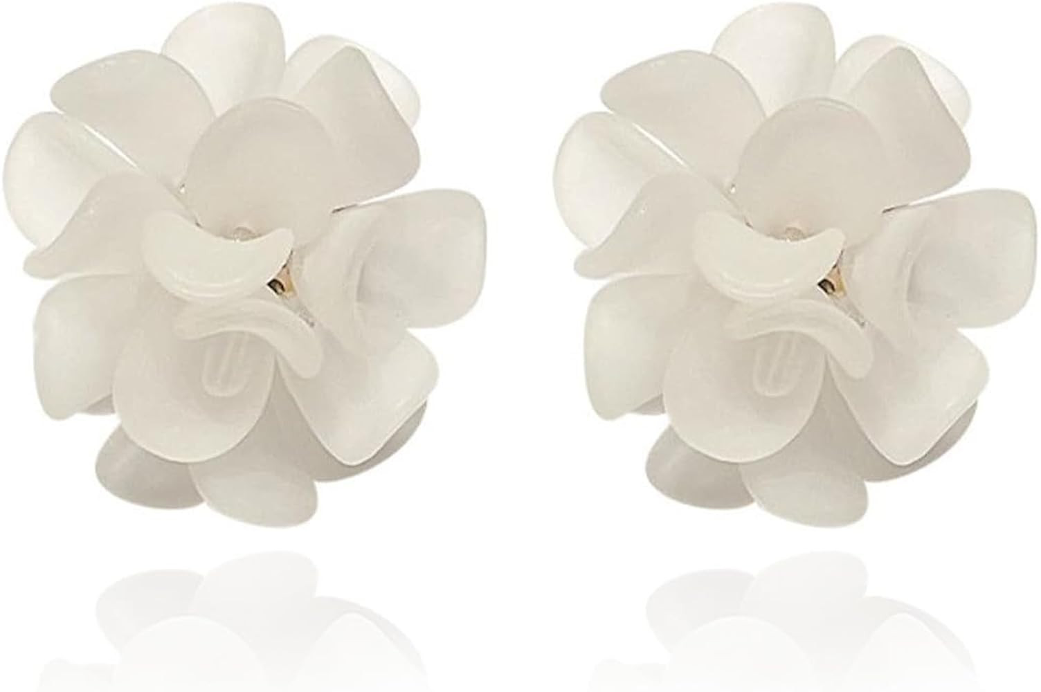Flower Clip on Pearl Earrings Boho Flower Floral Petal Cluster Earrings for Women White Pink Stat... | Amazon (US)