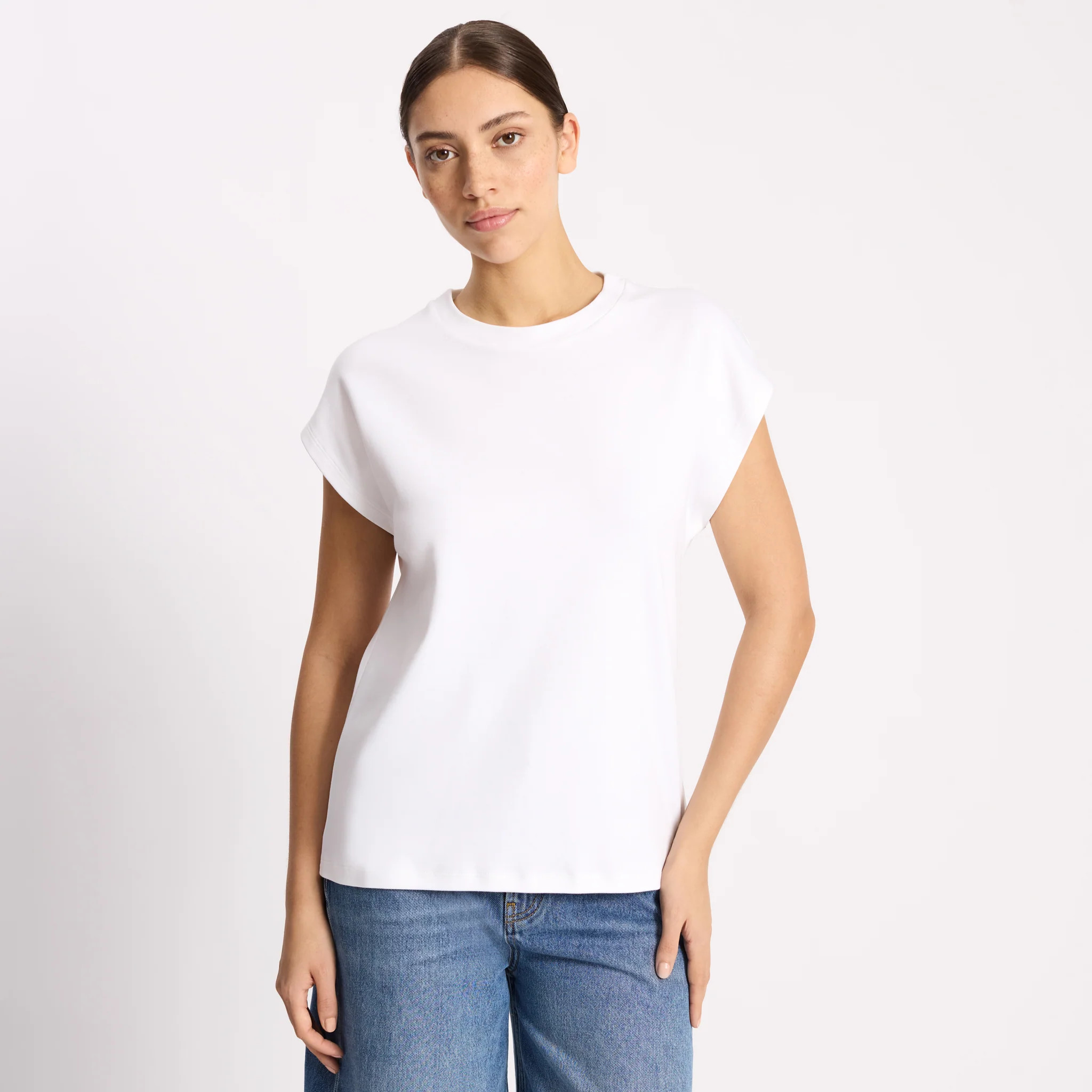 White Cap Sleeve T Shirt | Albaray
