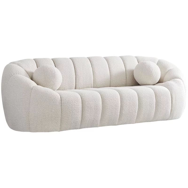 Meridian Furniture Elijah Cream Boucle Fabric Sofa - Walmart.com | Walmart (US)
