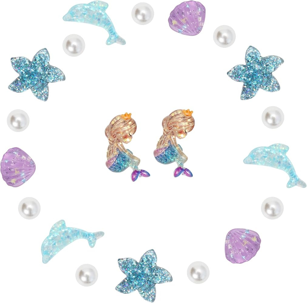 20Pcs Mermaid Shoe Charms for Girls, Dolphin, Shell, Pearls, Cute DIY Shoe Decoration Charms Acce... | Amazon (US)