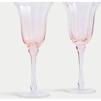 M&S Collection Set of 2 Fleur Ombré Wine Glasses - Peach, Peach | Marks & Spencer (UK)