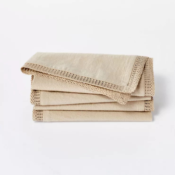 4pk Cotton Napkins Brown- Threshold™ designed with Studio McGee | Target