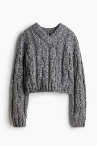 H & M - V-neck Cable Knit Sweater - Grey | H&M (AU)