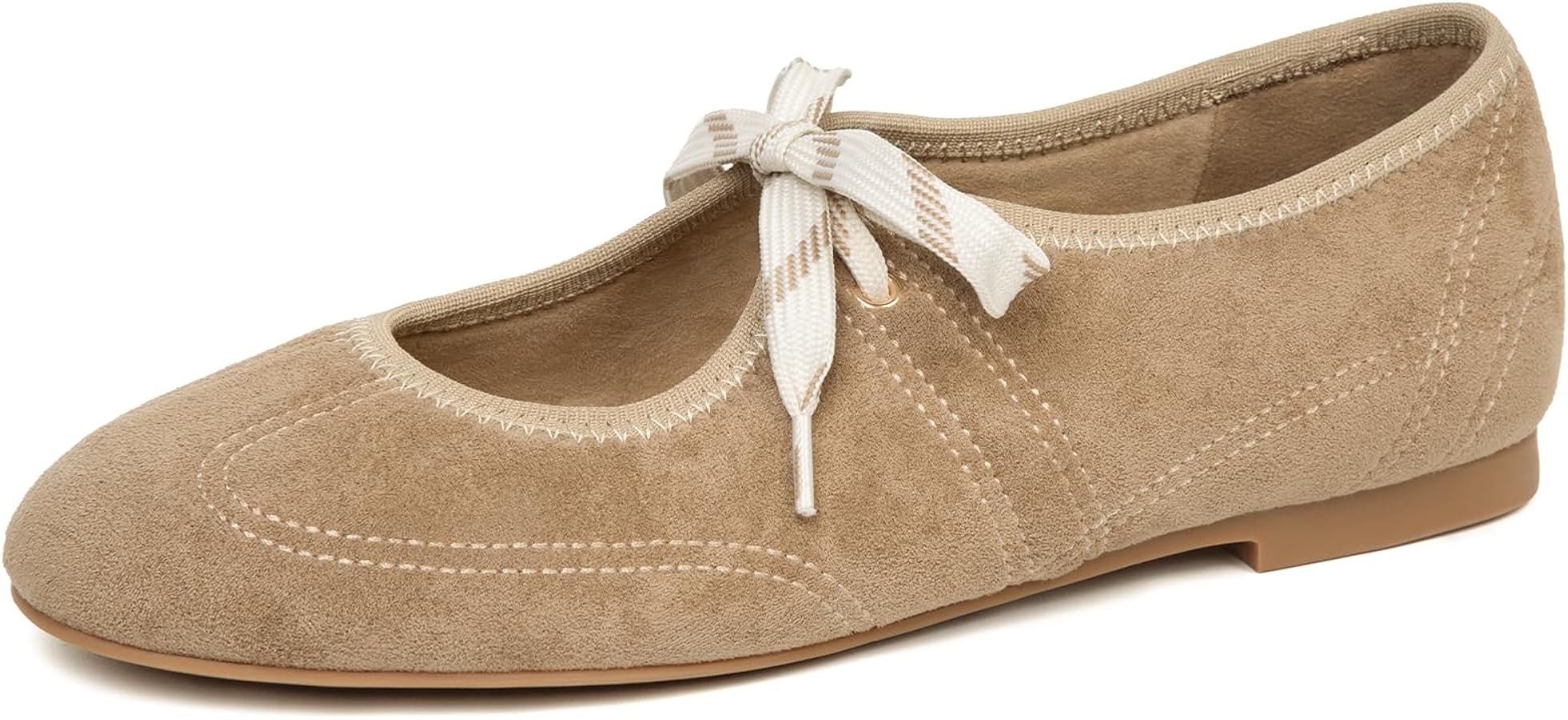 Lace up Ballet Flats for Women Round Toe Slip On Mary Jane Flats Comfortable Strappy Ballerina Sh... | Amazon (US)