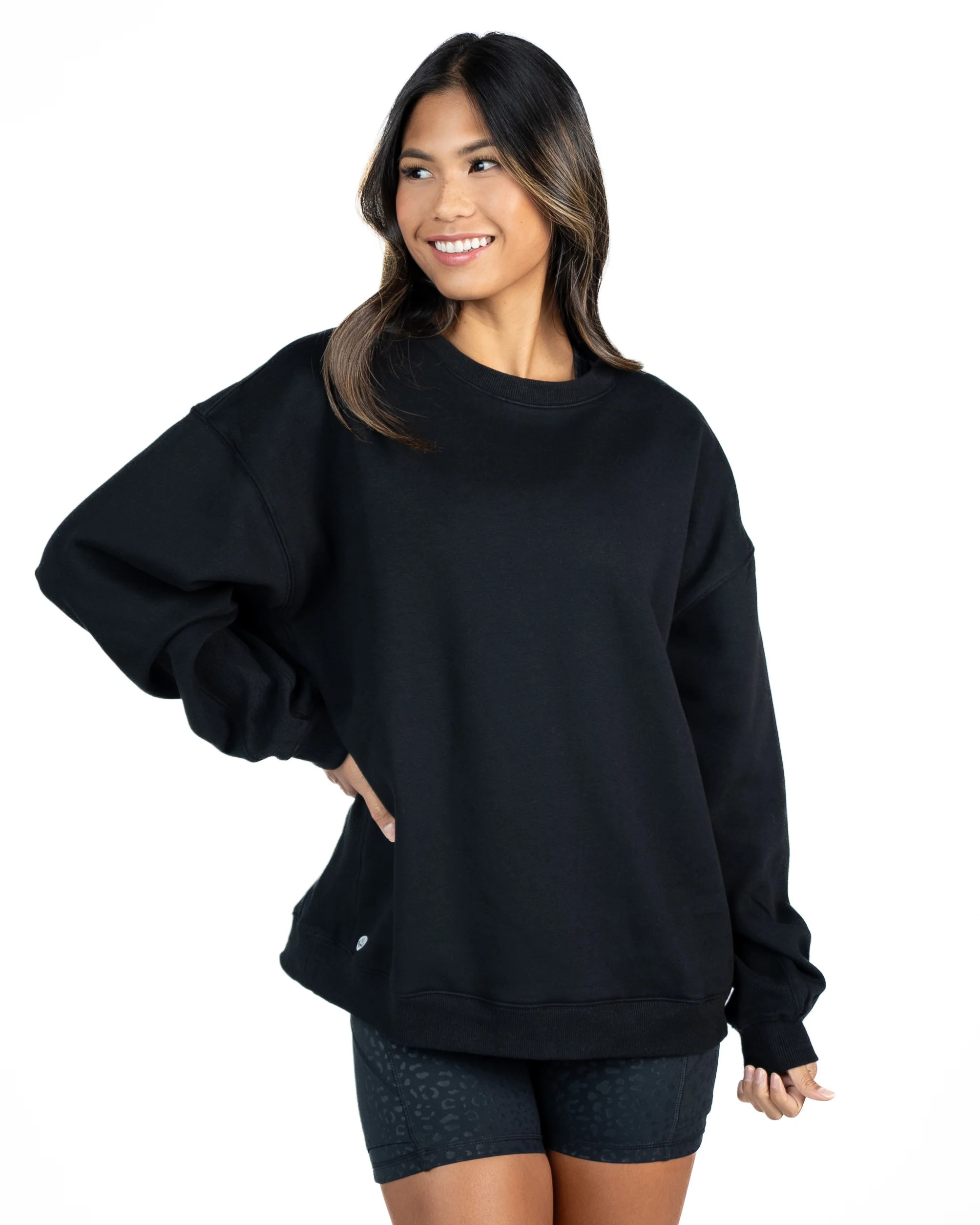 Thick Fleece Lined Crew - Black | Senita Athletics