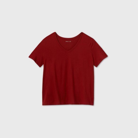 Women's Plus Size Short Sleeve V-Neck Essential T-Shirt - Ava & Viv™ | Target