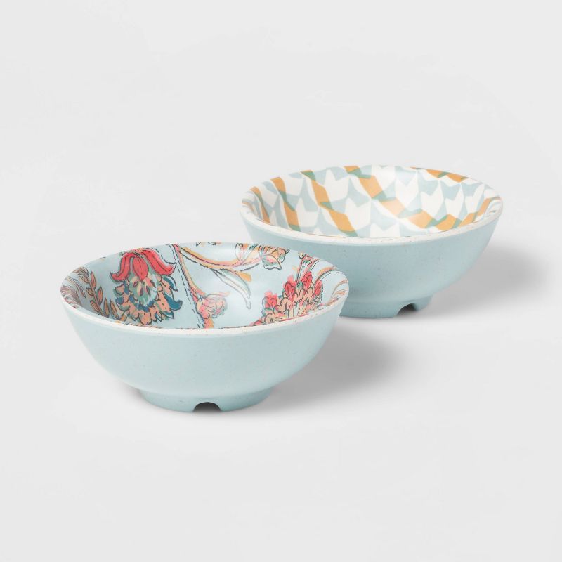 4.5oz 2pk Bamboo and Melamine Mixed Pattern Mini Bowls - Threshold™ | Target