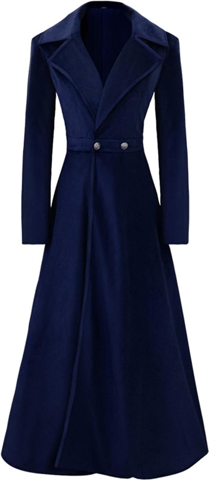 Womens Victorian Trench Coat Double Breasted Long Jacket Medieval Vintage Windbreaker Overcoat | Amazon (US)