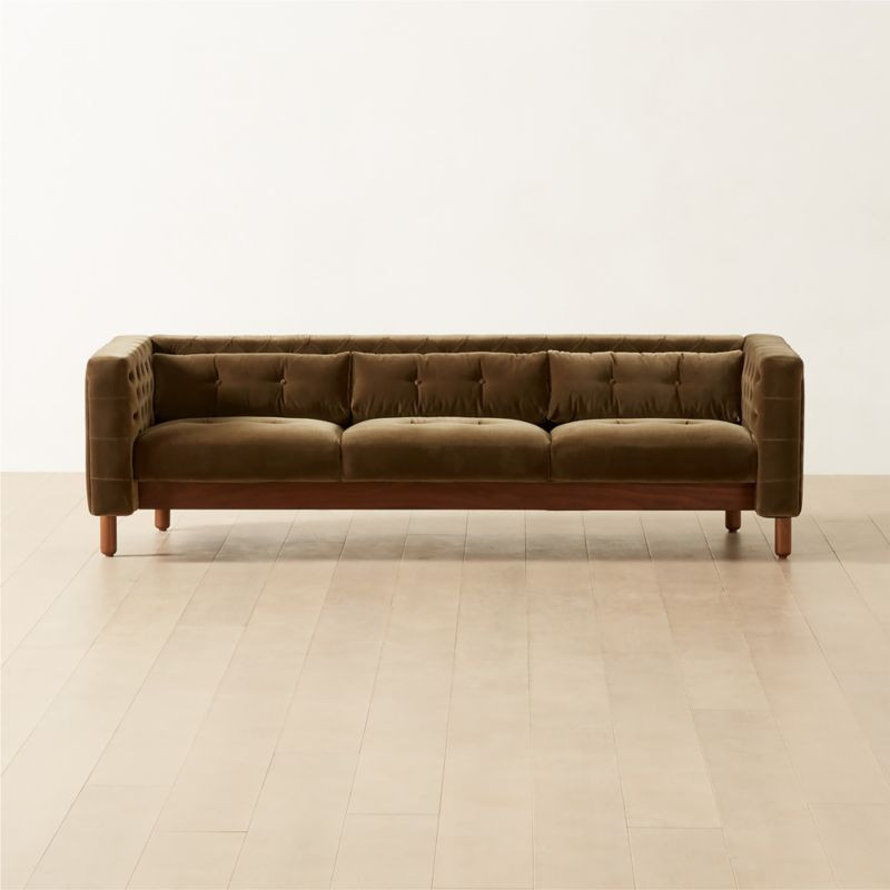 Marconi 3-Seater Tufted Green Velvet Sofa by Gianfranco Frattini + Reviews | CB2 | CB2