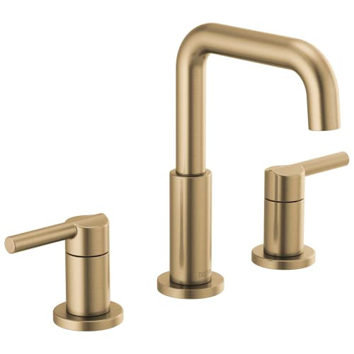 Delta Nicoli Brushed Gold Faucet 3 Hole, 8 Inch Widespread Bathroom Sink Faucet for Vanity, Push-Pop Drain Assembly, Champagne Bronze 35849LF-CZ | Amazon (US)