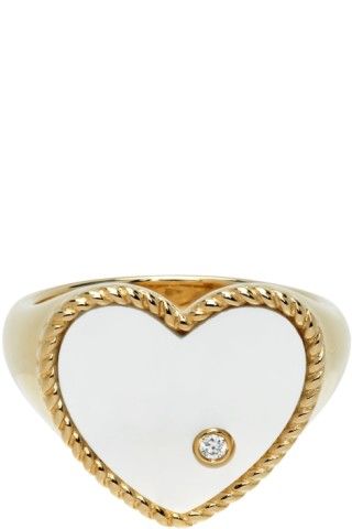 Gold Mother-Of-Pearl Cœur Signet Ring | SSENSE