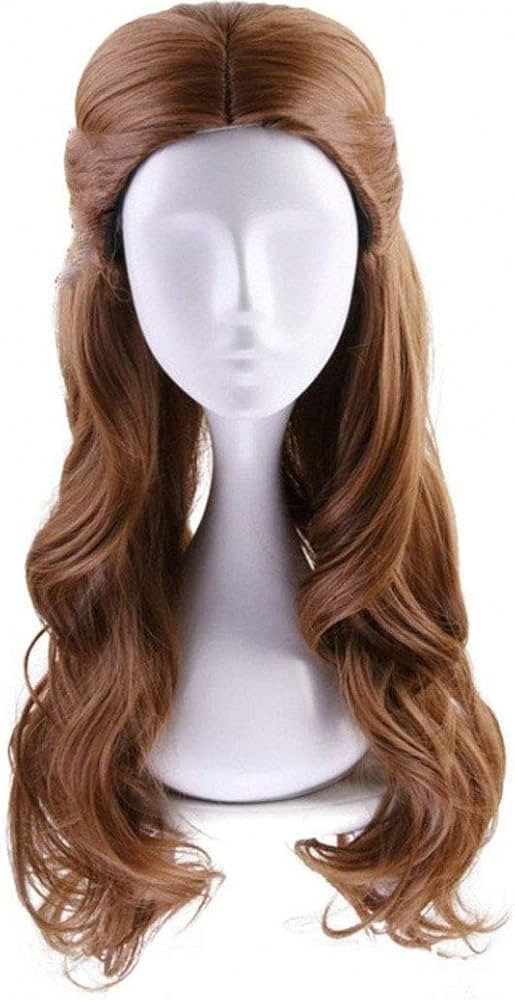 Deifor Long Brown Wavy Synthetic Hair with Braid Updo Buns Wig for Women Cosplay Wigs (Light Brow... | Amazon (US)