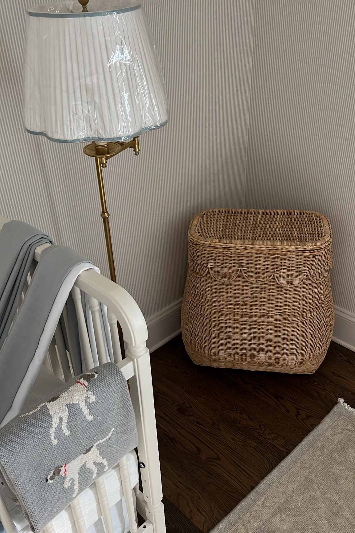 A sneak peak at the nursery as it slowly comes together! 
Serena & Lily hamper is on sale!! 
Visual Comfort lamp

#LTKHome #LTKBaby #LTKSaleAlert