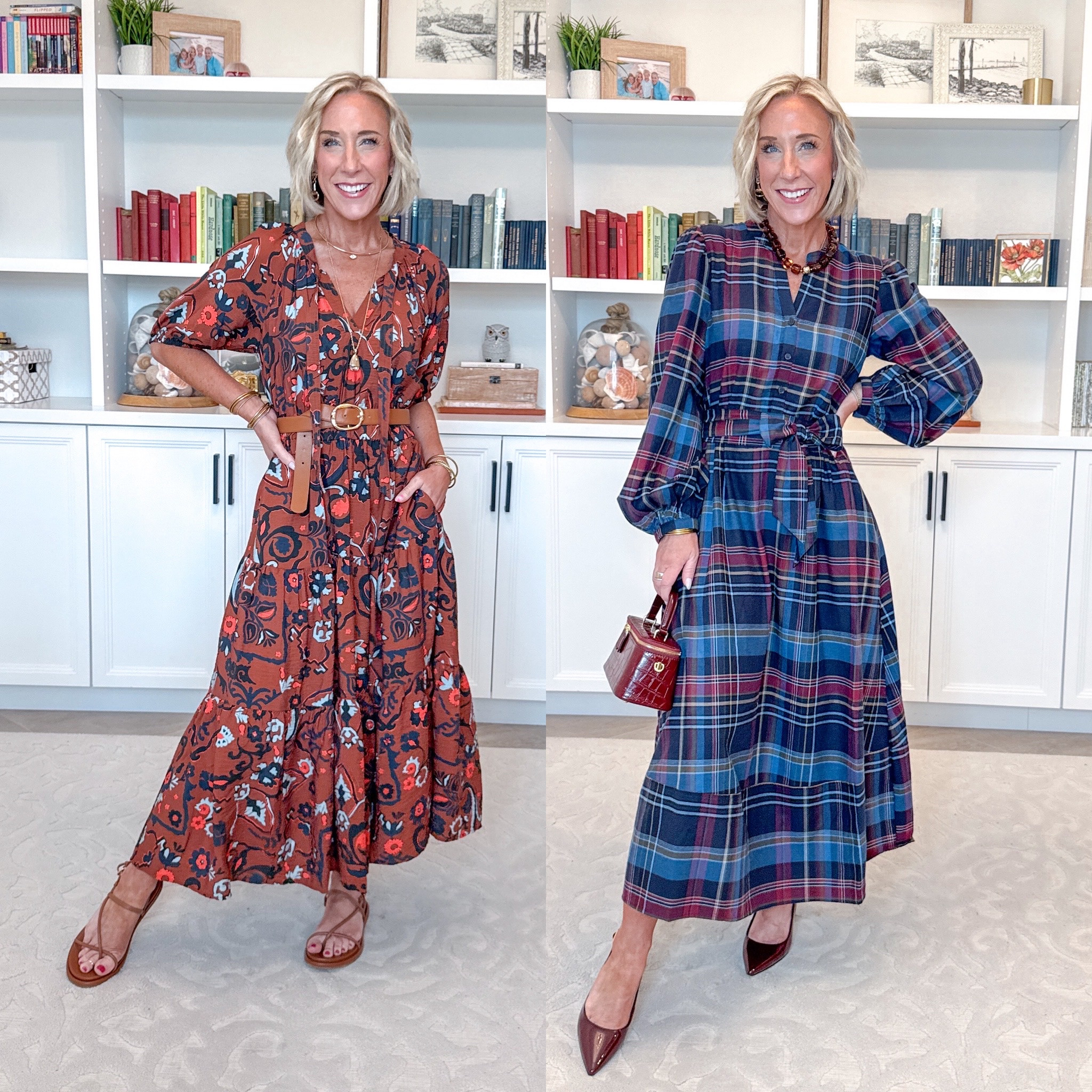 Walmart - more new arrivals under $28: * Open Neck Short Sleeve Midi Dress - size XS. $26.98. 2 colors. Flannel Belted Midi Dress w/ Long Sleeves - size XS. $26.98. 3 colors.

#LTKSeasonal #LTKOver40 #LTKPetite