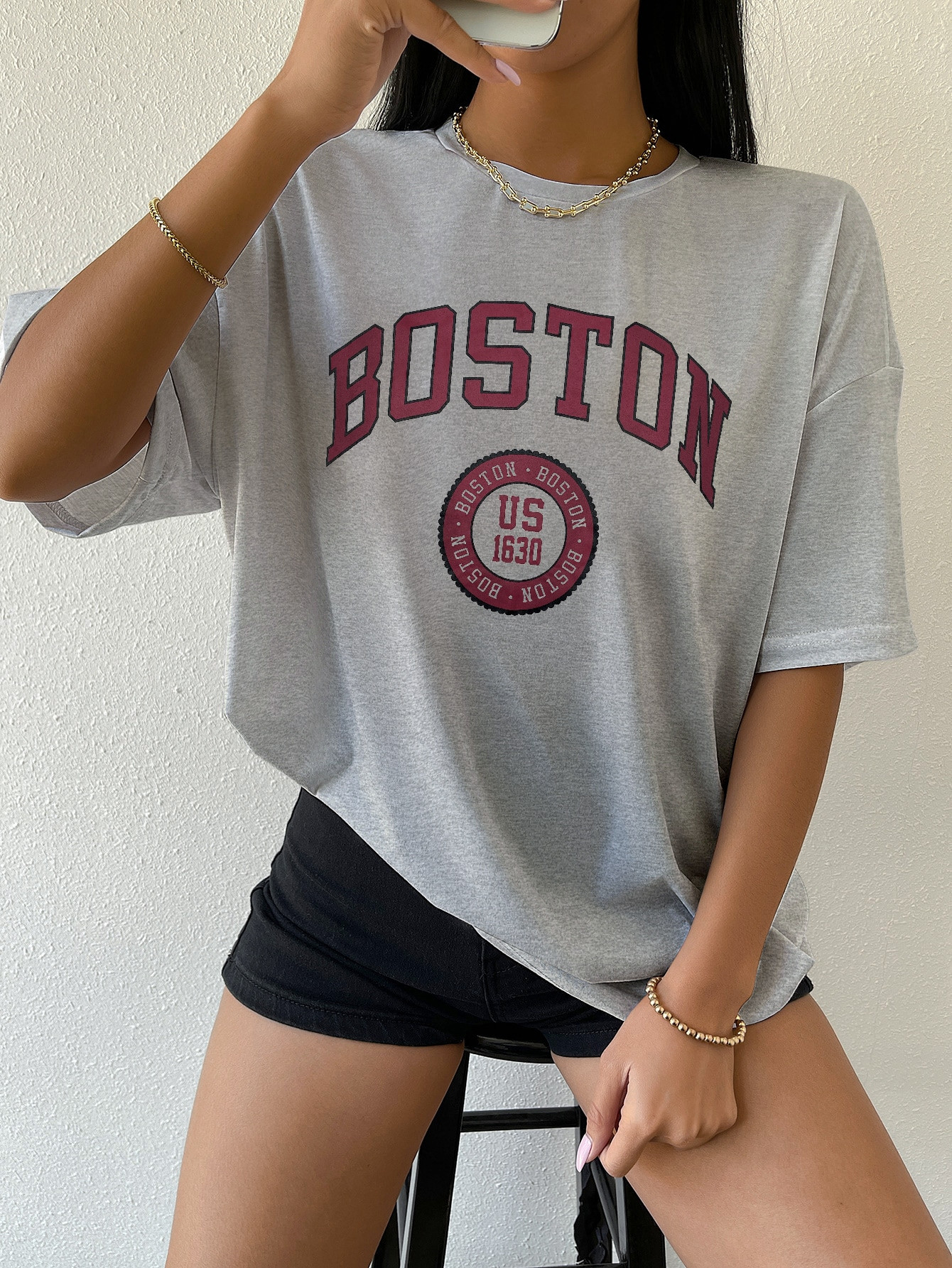 Letter Graphic Drop Shoulder Tee | SHEIN