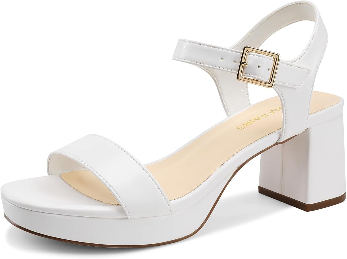 DREAM PAIRS Women's Platform Heels Block Chunky Open Toe Ankle Strap Heel Fashion Wedding Party D... | Amazon (US)