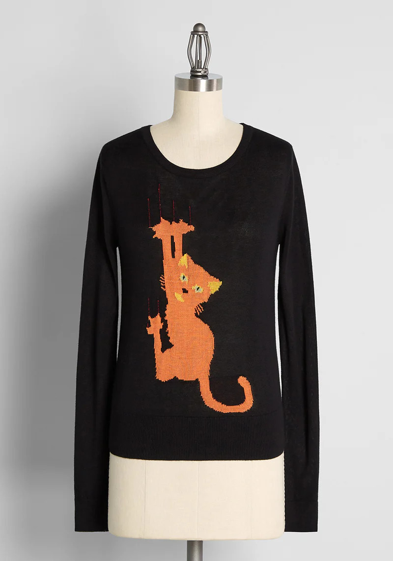 ModCloth x Collectif Such a Scaredy Cat Sweater | ModCloth