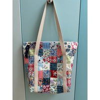 Vintage Patchwork Feedsack Zippered Tote | Etsy (US)