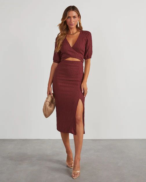 Let It Breathe Cutout Knit Midi Dress - Brown | VICI Collection