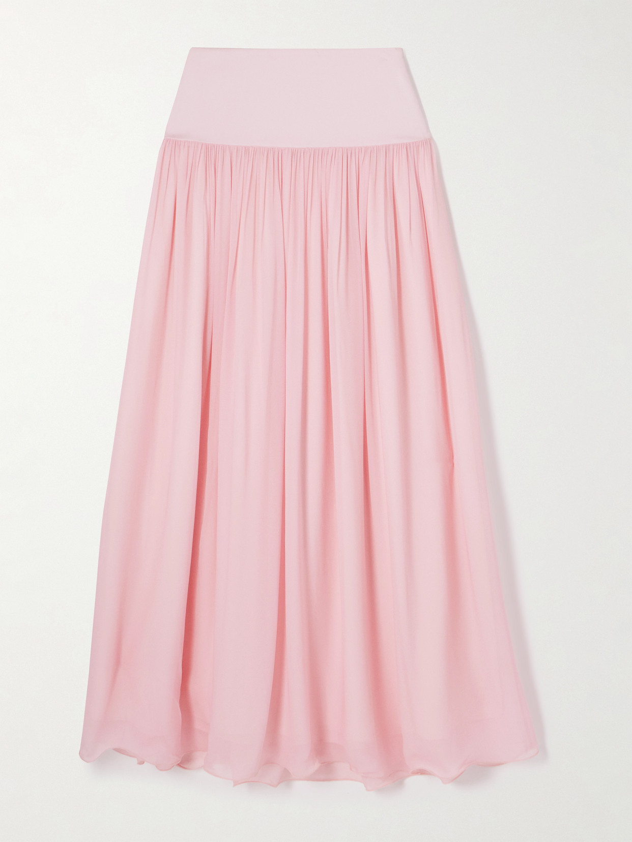 Posse - Solene Pleated Satin-trimmed Chiffon Maxi Skirt - Pink | NET-A-PORTER (UK & EU)