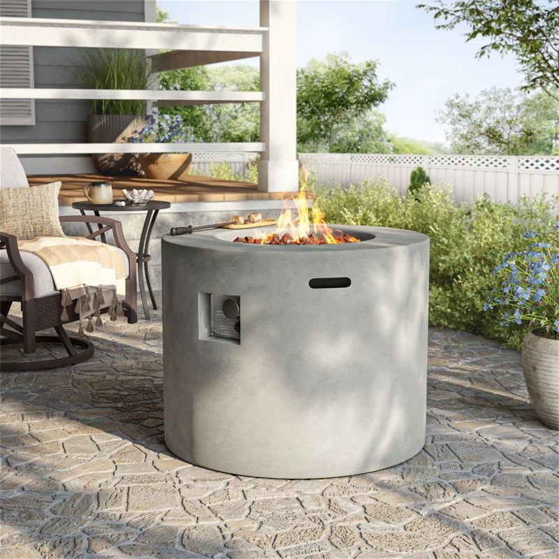 25'' H x 32'' W Concrete Propane Outdoor Fire Pit Table | Wayfair North America