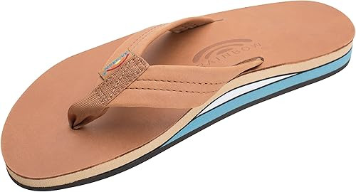 Rainbow Sandals Men's Leather Double Layer with Arch Wide Strap | Amazon (US)