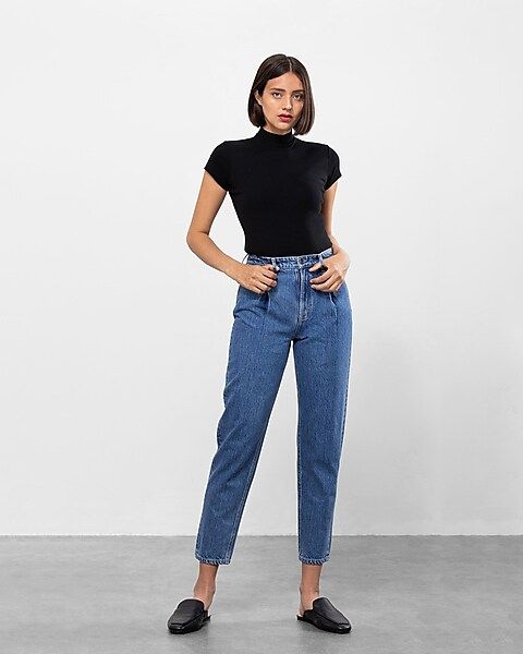 Hidden Jeans High Waisted Pleated Mom Jean | Express