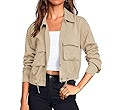 Onedreamer Women's Military Safari Cropped Jackets Button Down Lightweight Oversized Utility Anor... | Amazon (US)