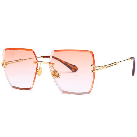 Homeex Frameless trimmed square sunglasses Orange | Walmart (US)