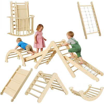 COZONY Foldable Wooden Climbing Set, 8-in-1 Baby Climber with Arch Ramp and Ladder for Indoor Toddler Play Activity | Target