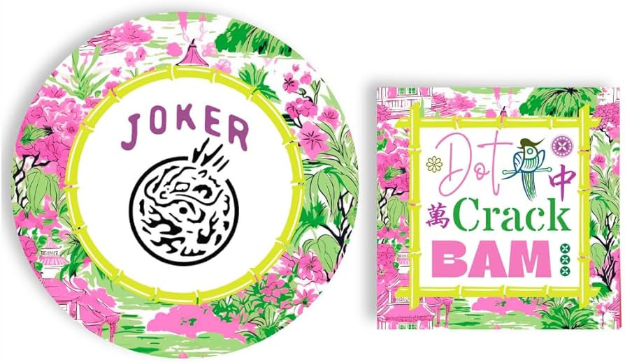 48pc Mahjong Party Plate and Napkin Set, Heavy Duty Decorative Disposable Tableware Supplies, Ele... | Amazon (US)