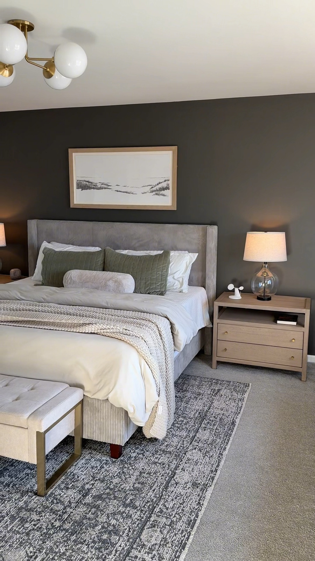 Bedroom refresh! Just painted this accent wall with Sherwin Williams Urbane Bronze! And added some new nightstands from Crate & Barrel! The size and quality is great!
My rug is the 7-10x10 in the Charcoal/Dove color. Bed frame is the Taupe color in a King


#LTKWatchNow #LTKHome