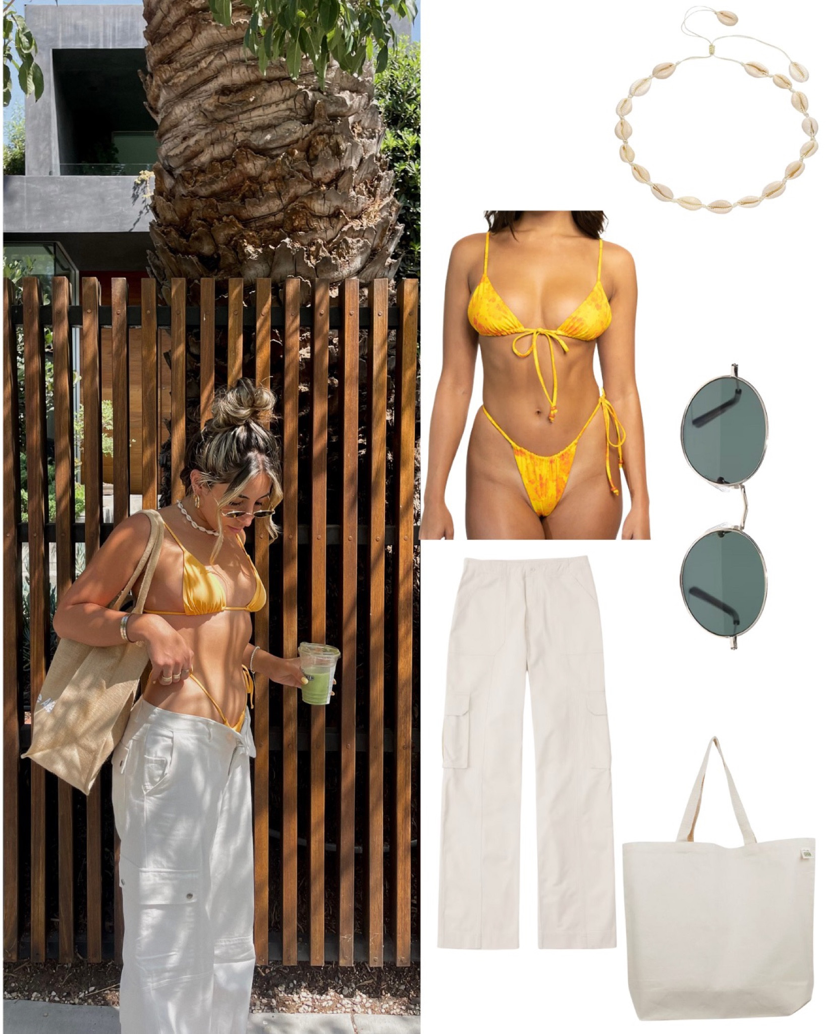 Shop my look, bikini, shell necklace, tote bag, sunglasses, affordable, vacation style 

#LTKSeasonal #LTKstyletip #LTKswim