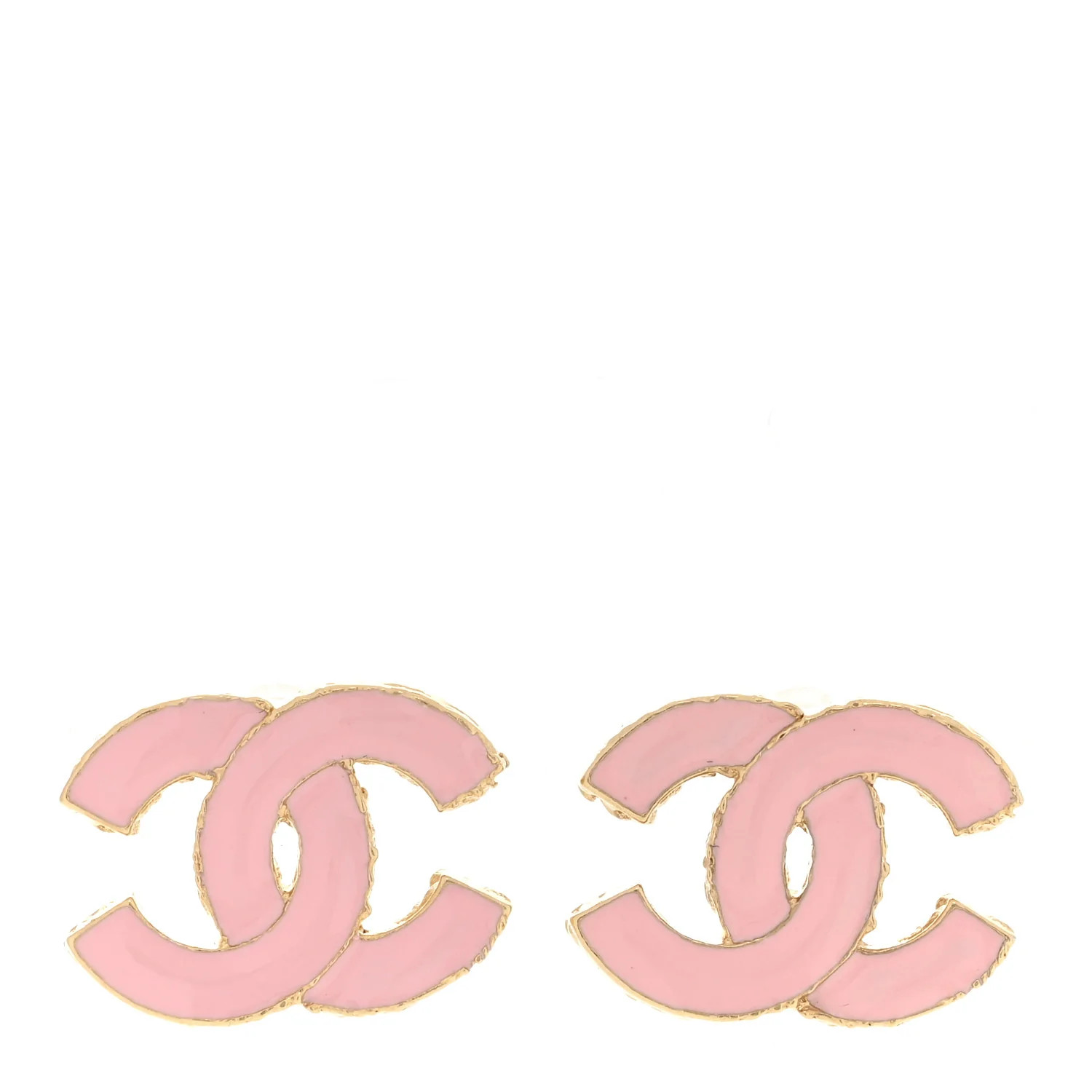Metal Enamel CC Earrings Pink Gold | FASHIONPHILE (US)