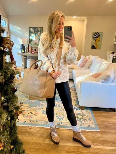 My entire outfit is on sale today for Cyber Monday! The mirror is on major sale + my faux leather leggings are on sale for 20% off + these boots are 75% off😍 #winterboots #travelbag #travel #sweaterweather 

#LTKshoecrush #LTKtravel #LTKCyberweek