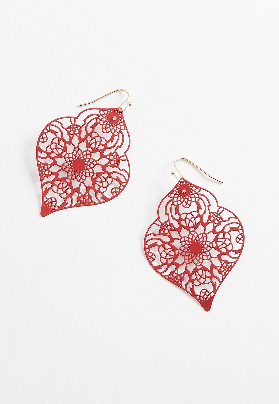 Red Geometric Flower Cutout Drop Earring | Maurices
